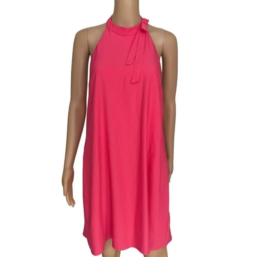 Nicole Miller New York Bow-Neck Halter A-Line Dress in pink size 8